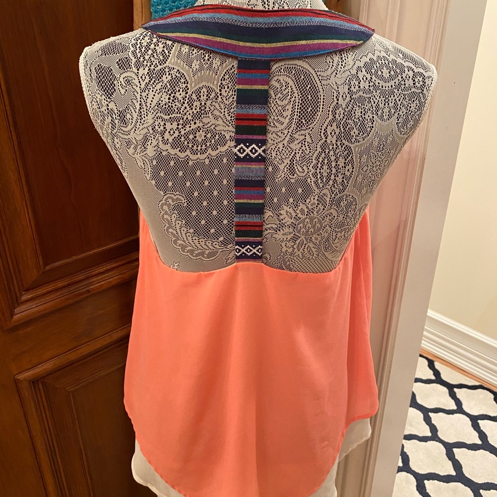 YA Los Angeles- Peach Layered Tunic Tribal Straps